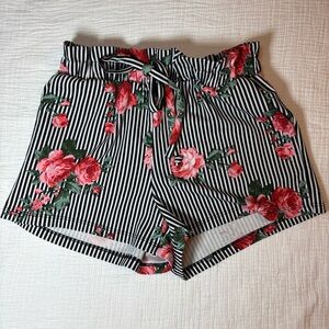 Charlotte Russe Black and White Floral High Waist Shorts